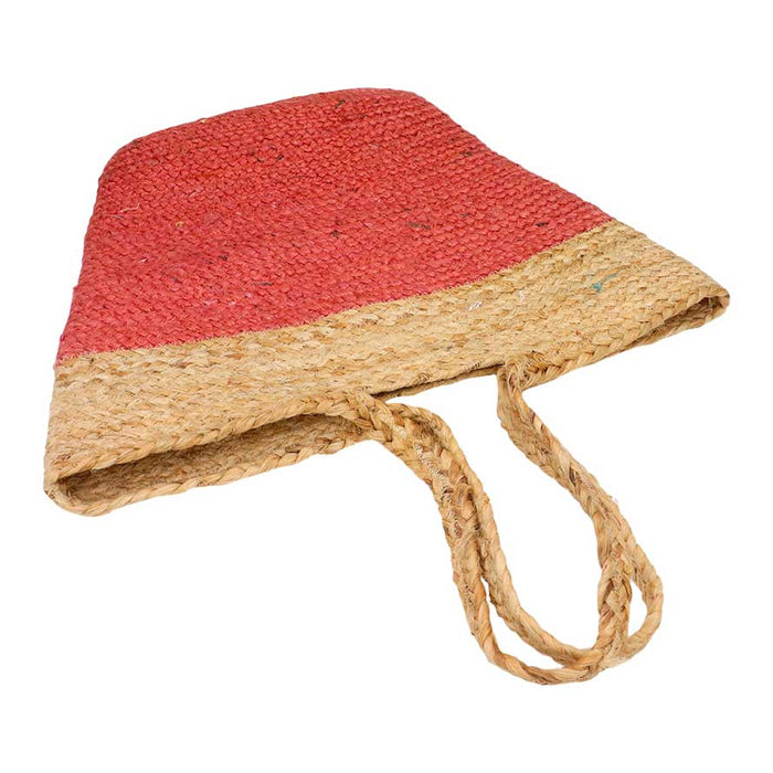 Two-Tone Woven Jute Tote Bag