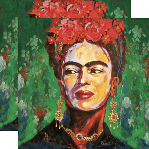 Frida paper napkin in a green background