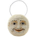 Vintage-style cream paper mâché moon face candy bucket with wire handle