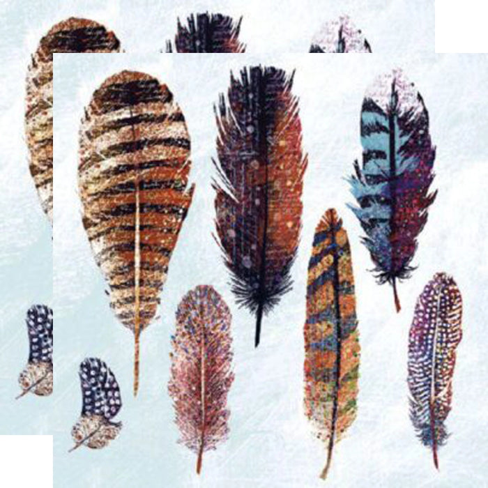Decorative Feathers in a light blue background napkins paper