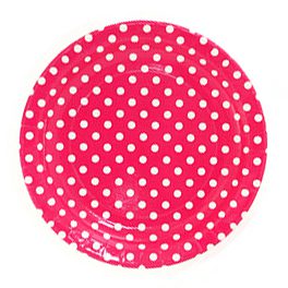 Fuschia and White Polka Dot Dinner Paper Plates