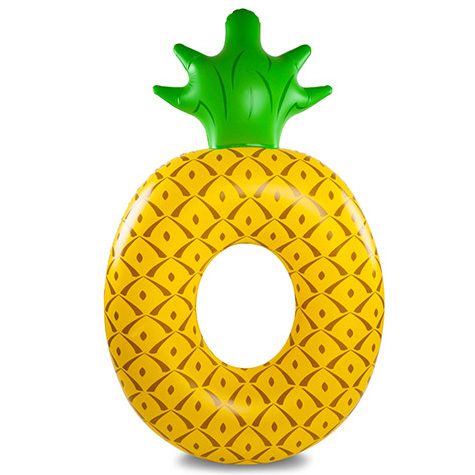 Giant inflatable pineapple pool float, yellow with green top