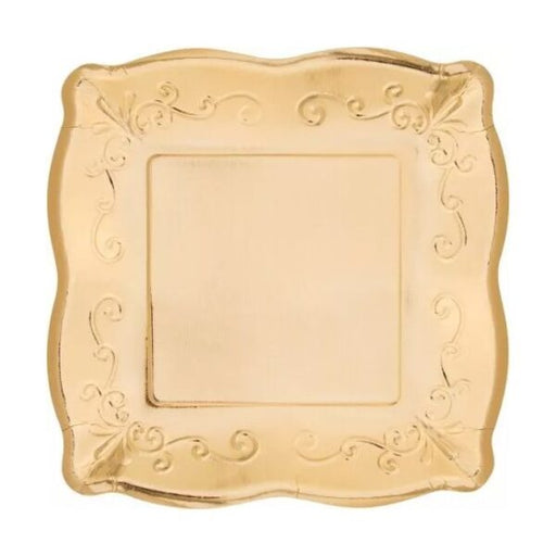 Gold Foil ornate square paper plates