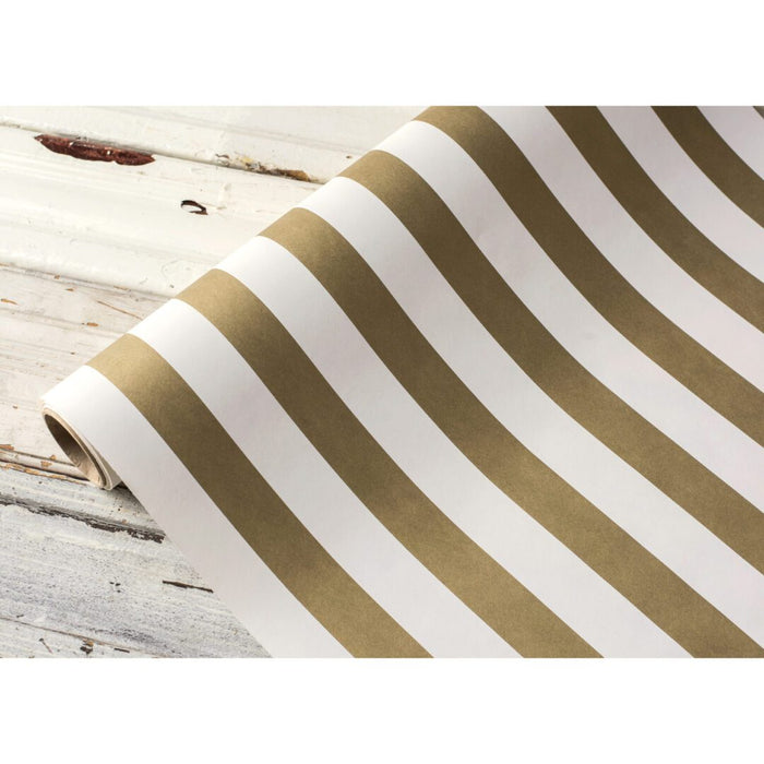 Gold and White Stripe 25 Foot Paper Runner