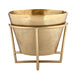 Brushed gold aluminum champagne and wine bucket with removable stand, 11.5 x 12 x 10 inch