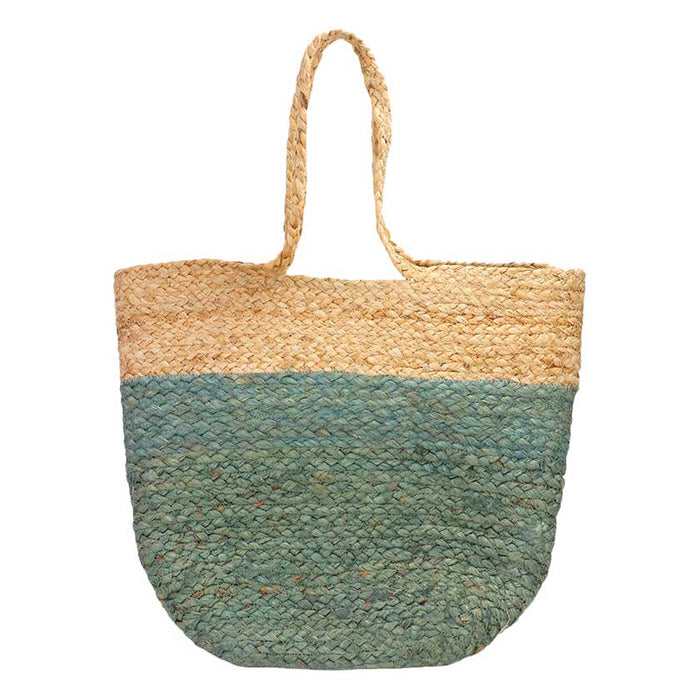 Two-Tone Woven Jute Tote Bag