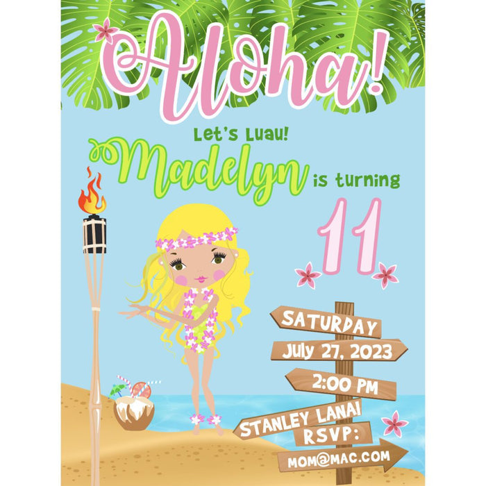 Hawaii Girl Invitation - File to Upload