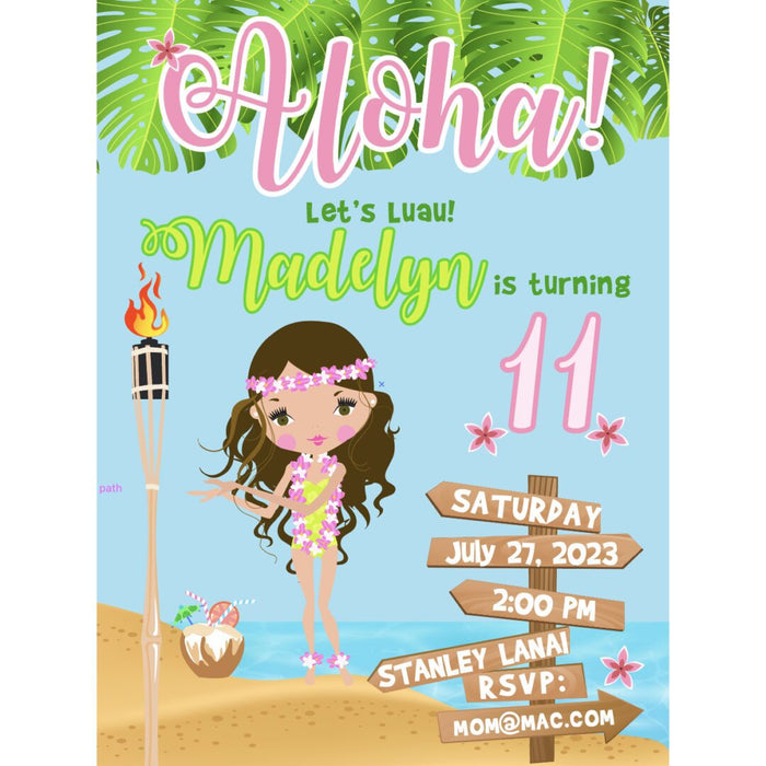 Hawaii Girl Invitation - File to Upload