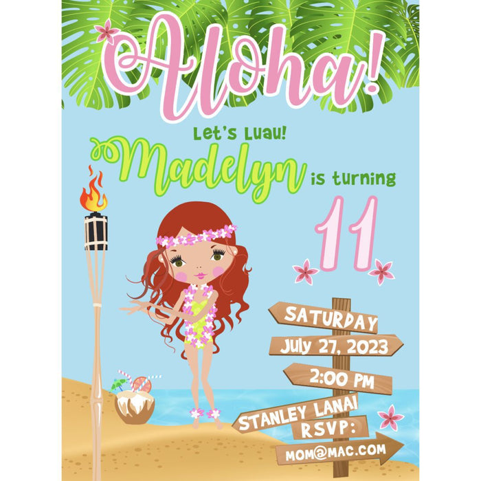 Hawaii Girl Invitation - File to Upload