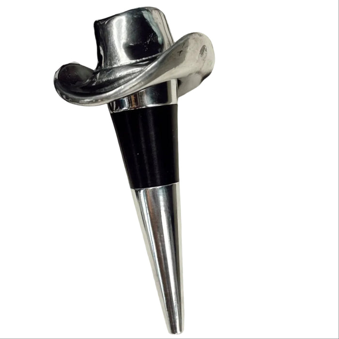 Silver wine bottle stopper on a Louis Vuitton bag