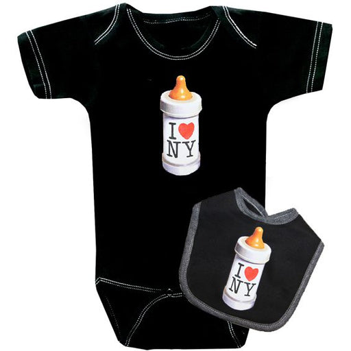 I Love NY Black Onesie and Bib Set