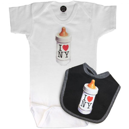 I Love NY White Onesie and Bib Set