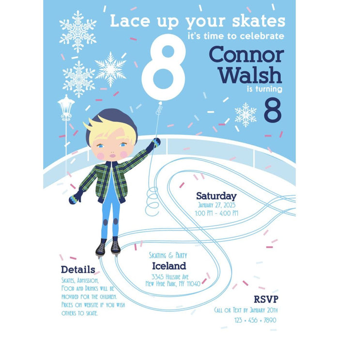 Ice Skating Boy Invitation - File to Upload