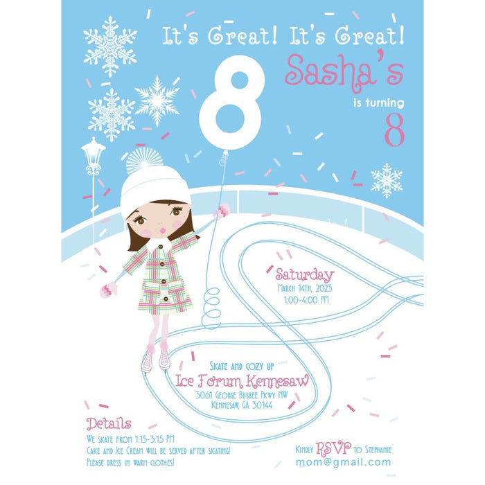 Ice Skating Girl Invitation - File to Upload