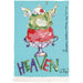 Ice Cream Heaven illustrated cotton dish towel, teal with colorful ice cream sundae design, 18 x 25 inch