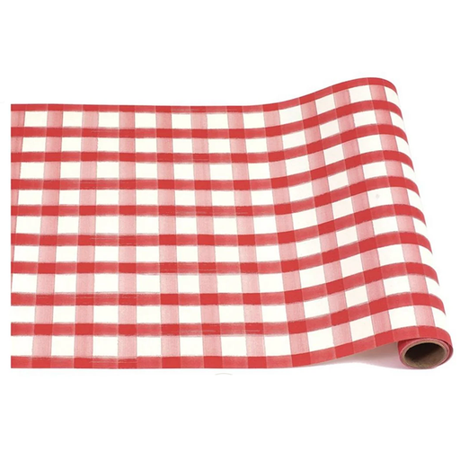 Italian Red and White Gingham 50 Foot Paper Runner