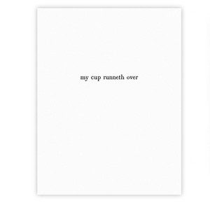 Minimalist letterpressed greeting cards featuring heartfelt messages such as "can I keep you?" and "you make everything glorious," printed on premium paper with elegant typography.