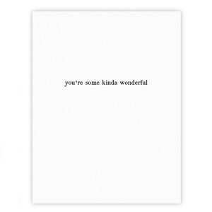Minimalist letterpressed greeting cards featuring heartfelt messages such as "can I keep you?" and "you make everything glorious," printed on premium paper with elegant typography.