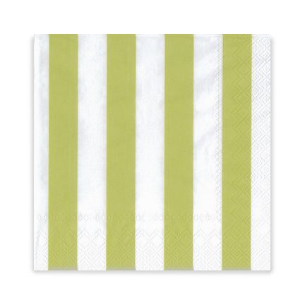 Kiwi Lime and White Stripe Cocktail Paper Napkins 