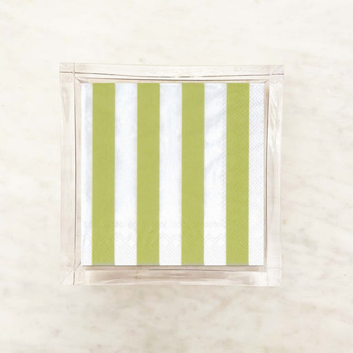Kiwi Lime and White Stripe Cocktail Paper Napkins 2 Packets