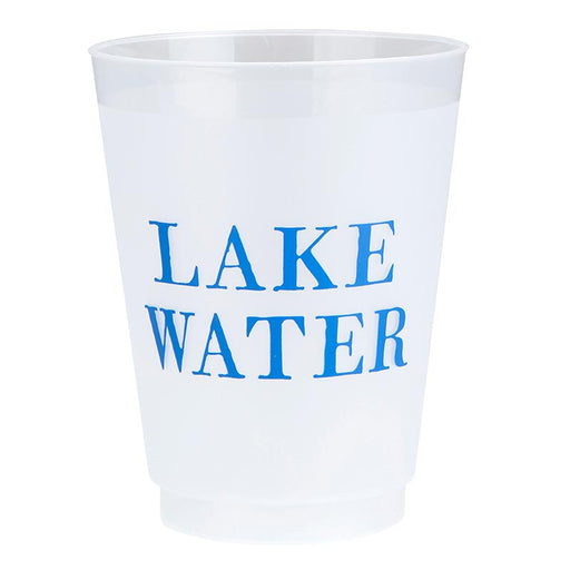 Lake Water frosted cups with blue lettering