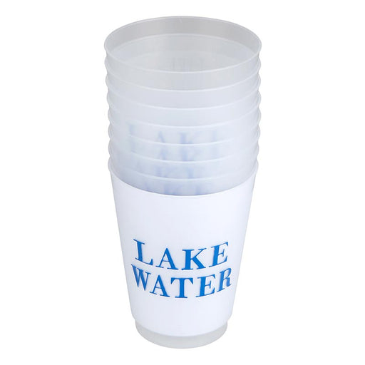 Lake Water frosted cups with blue lettering
