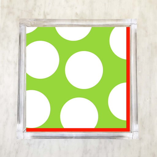 Lime Green and White Polka Dot Holiday Luncheon Napkins