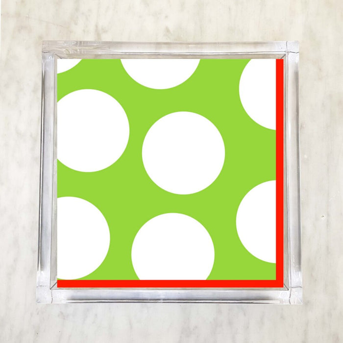 Lime Green and White Polka Dot Holiday Luncheon Napkins