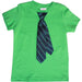 Little Man Green Tie T-Shirt by Blume in soft 100% cotton with a sewn-on striped tie. A preppy, dressy-casual look for little boys.