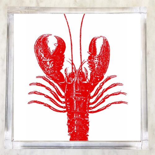 Red lobster luncheon paper napkins on a white background, 6.5 x 6.5 inch, set of 2 packs