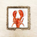 Watercolor red lobster cocktail napkin on white background – tropical seafood party tableware