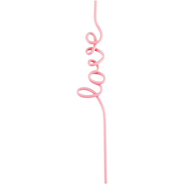Pink Cursive "Love" Straw