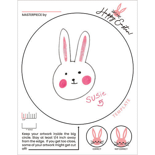 Melamine plate template with a bunny drawing 