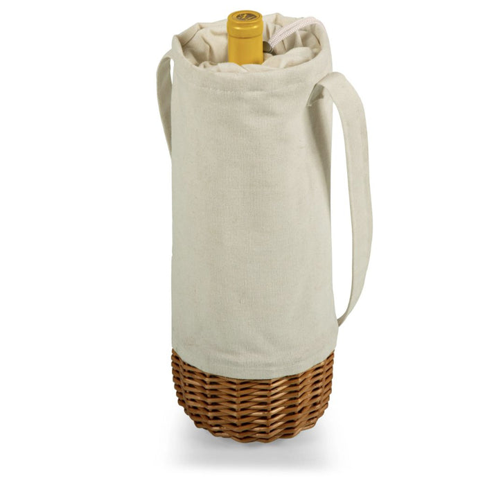 Off-White Canvas and Willow Wine Bottle Basket