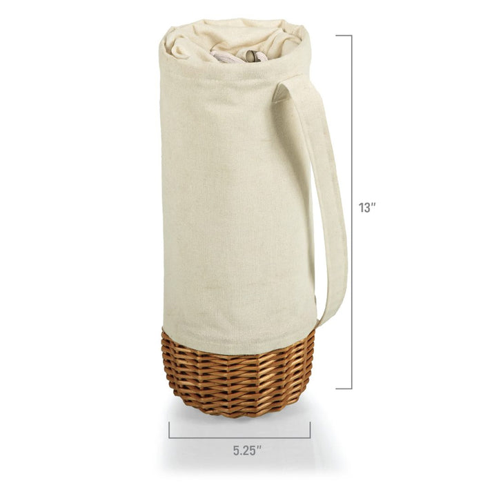 Off-White Canvas and Willow Wine Bottle Basket