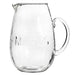 A clear glass pitcher with a hammered finish and the word 'MARGS' embossed on the side.
