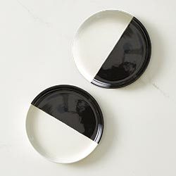 Black and White Dipped Plates, Black and White Cookie Plates, Black and White appetizer plates