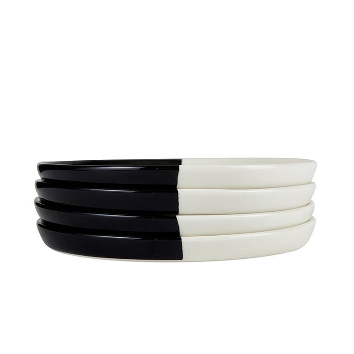 Black and White Dipped Plates, Black and White Cookie Plates, Black and White appetizer plates