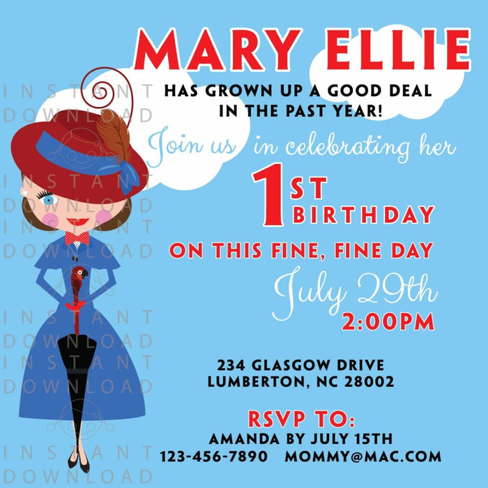 Nanny Instant Download Invitation – Jpeg File