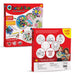 Front and back packaging of the Make A Plate Craft Kit. The front highlights six design options, customizable creations, and included materials for creating personalized plates. The back features examples of completed designs and emphasizes its use for holidays, gifts, and art projects for children aged 3 and above