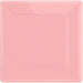 A single pink square dinner paper plate.