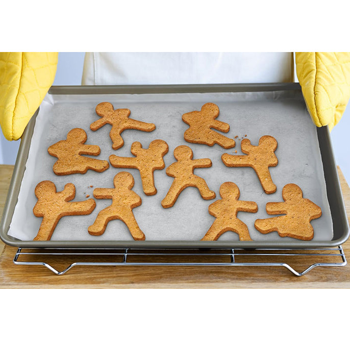 Baked Ninjabread Men on a baking tray 