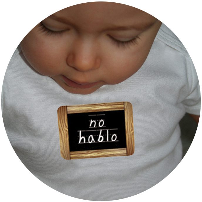 No Hablo White Onesie with White Bib Set