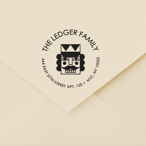 Custom nutcracker pre-inked return address stamp on envelope – personalized stamp from Modern Lola