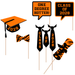Graduation-themed photo booth props with 'One Degree Hotter!' and 'Class of 2028' text on sticks.