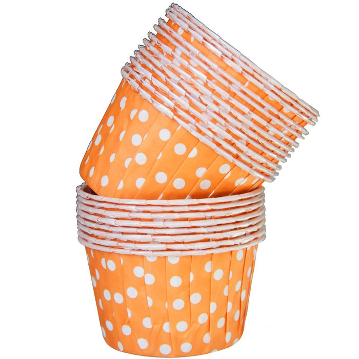 Orange and White Polka Dot Paper Baking Cups Set of 20
