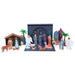 Nativity scene with characters and elements on a white background