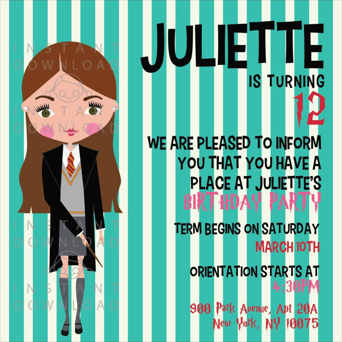 Wizard Instant Download Invitation – Jpeg File