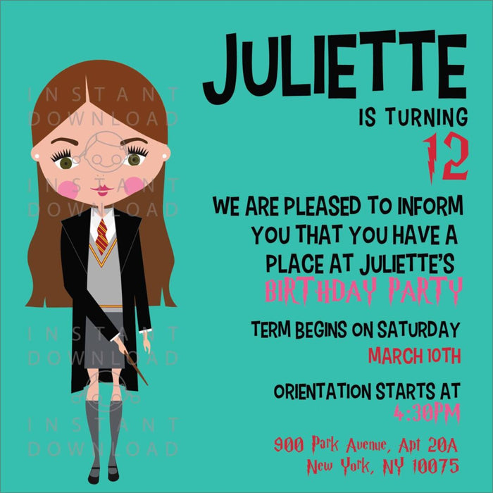 Wizard Instant Download Invitation – Jpeg File