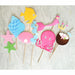 Personalized mermaid birthday party printable photo booth props with fish, starfish, seashells and octopus